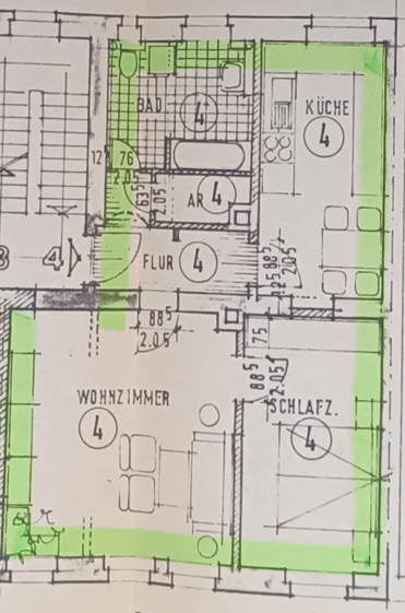 Etagenwohnung Nürnberg Gibitzenhof - 2 Zimmer, 64 m&sup2;, 640&euro; | Angebot:27460770